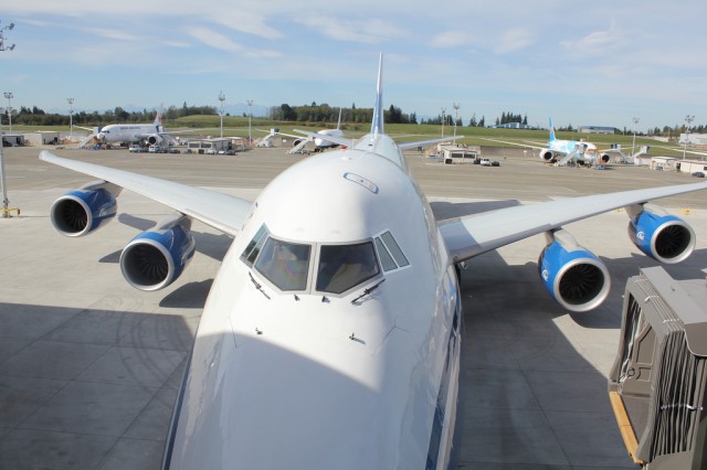 A Boeing 747-8F as seen from the Everett Delivery Center | Photo: David Parker Brown