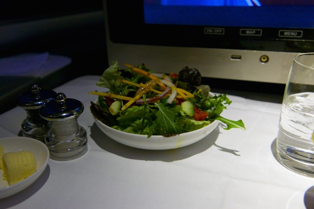 A British Airways First Class salad. Photo by Bernie Leighton | AirlineReporter.com