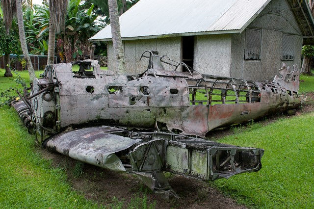 A crashed A6M2 Reisen on display at a museum in Kokopo. Photo by Bernie Leighton | AirlineReporter.com