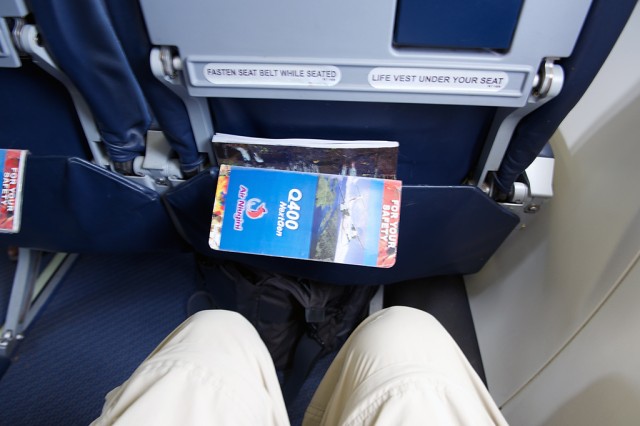 The legroom on seat 3A of a PX Q400 NextGen. Photo by Bernie Leighton | AirlineReporter.com