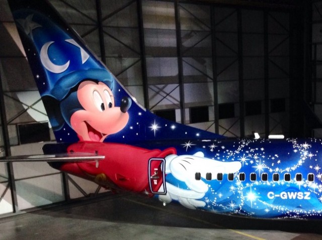 Up close detail of Mickey Mouse on the tail. Photo: WestJet