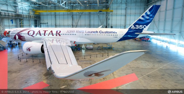 A Hybrid Qatar Airways livery is painted onto the latest Airbus A350XWB - Photo: Qatar Airways