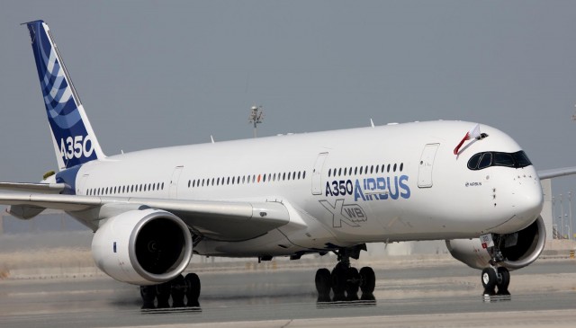 The First A350XWB to touch down at the new Hamad International Airport in Doha - Photo: Qatar Airways