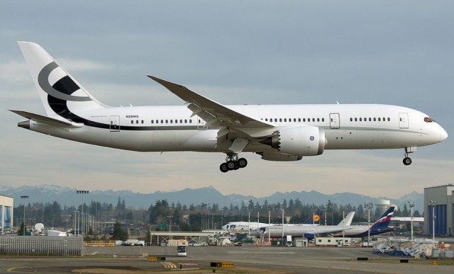 Image: Bernie Leighton. Press Release: Boeing SEATTLE, Feb. 5, 2014 /PRNewswire/ -- Boeing [NYSE: BA] Business Jets (BBJ) celebrated the first two BBJ 787-8 deliveries of 2014. The deliveries, made over the past week to separate undisclosed customers, mark the second and third BBJ 787 airplanes delivered to date. "It's terrific to see two BBJ 787s deliver within a week," said Capt. Steve Taylor, president, Boeing Business Jets. "The BBJ 787 joins the BBJ family, a full line of the most capable airplanes in the VIP market. The 787's combination of phenomenal range, high cruise speed, low cabin altitude, big windows and ultra-quiet cabin make the 787 ideal for BBJ customers." As awe-inspiring as its commercial counterpart, the BBJ 787 takes advantage of technological advances such as lightweight composite structures and a cabin environment designed for new heights in passenger comfort. It also features increased head room, cleaner air, enormous cargo space and breakthrough fuel efficiency. The BBJ 787-8 has a range of about 9,260 nautical miles (17,150 km). "2014 will be a very exciting year for BBJ with many major milestones to celebrate," Taylor said. "In addition to the deliveries of three more BBJ 787-8s, the first BBJ 747-8 we delivered last year will enter into service with its completed custom interior later in the year." The first BBJ 787-8 was delivered in December 2013. To date, customers have ordered 13 BBJ 787s, with deliveries occuring through 2018. Boeing Business Jets delivers the airplanes to customers unpainted and without an interior. A completion center of the customer's choosing installs the jet's VIP interior. Boeing Business Jets offers a wide variety of ultra-large-cabin, long-range airplanes perfectly suited for the private jet market. The product line includes the BBJ, BBJ 2 and BBJ 3 ’“ high-performance derivatives of the commercially successful Next-Generation 737 airplane family and the new 737 MAX family ’“ as well as Boeing twin-aisle airplanes including the 747-8, 767, 777 and 787. More than 400 Boeing airplanes are in service in the VIP market.