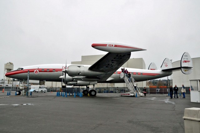 Touring the inside of the Lockheed Constellation. I am outside chatting it up. Photo: King Hui