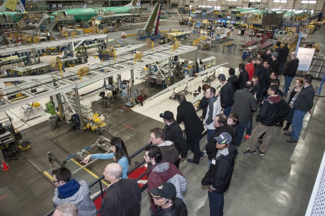 So much to see, so little time to see it. My AGF14 group inside the 737 Factory - Photo: The Boeing Company