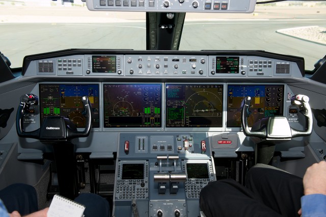 A ground view of the G650 Primus Epic avionics. Photo - Bernie Leighton | AirlineReporter.com