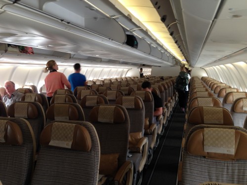 The economy cabin on-board the A330-200, i'm  a huge fan of the colour cooridnation stylish and elegant Photo: Jacob Pfleger | AirlineReporter 