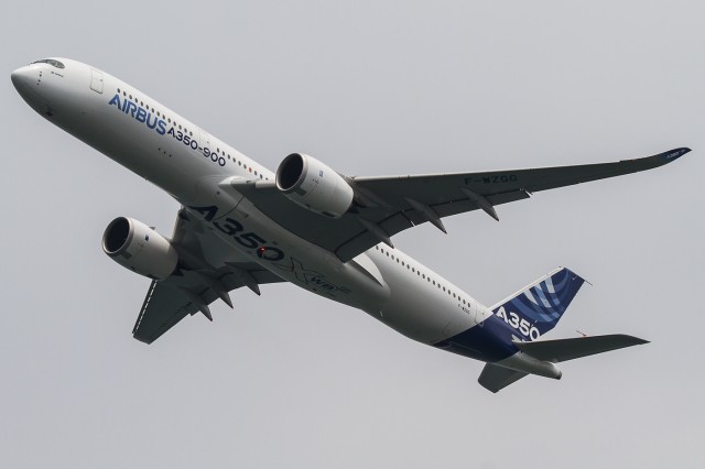 The A350-900 (MSN003) in flight. Photo: Jacob Pfleger | AirlineReporter