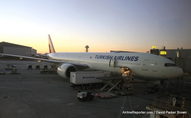 Turkish Airlines' Boeing 777-300ER sitting at Istanbul