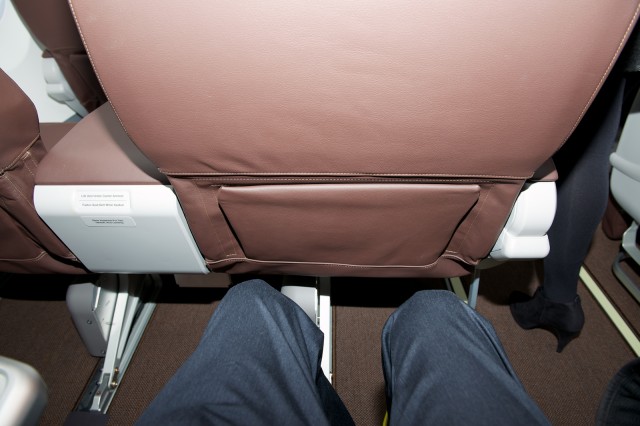 A view of the Business Class seat pitch on SilkAir's new 737-800. Photo - Bernie Leighton | AirlineReporter.com