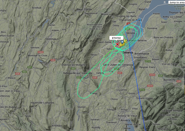 The unusual flight path the hijacked aircraft took prior to its safe landing. Image - Flightradar24
