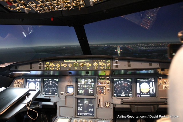 Taking a flight in an A320 simulator