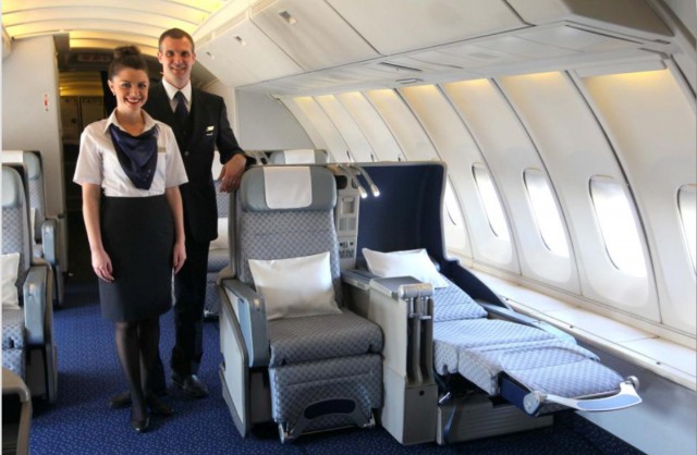 The New El Al Business Class product on the top Deck of a 747-400. Photo- El Al Israel Airlines