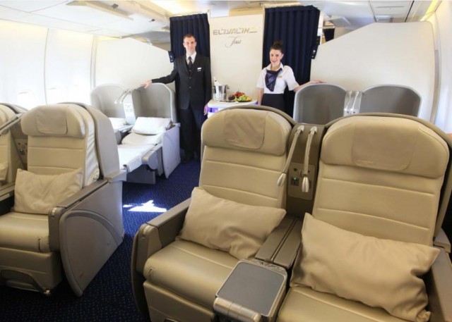 El Al's new first product in its unreclined position. Photo - El Al Israel Airlines