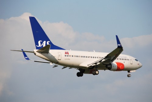 A standard SAS Boeing 737-700 without a fancy interior.