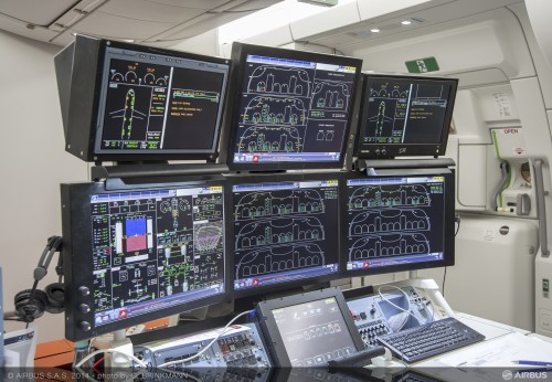 Airbus" A350 XWB flight test aircraft MSN002 is equipped with a medium flight test installation to be used for evaluating all cabin-related systems