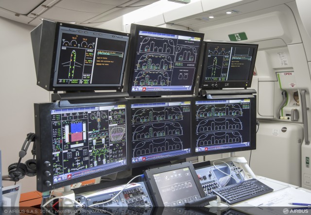 Airbus’ A350 XWB flight test aircraft MSN002 is equipped with a medium flight test installation to be used for evaluating all cabin-related systems