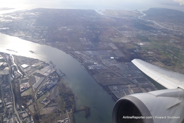 Climbing out from Vancouver-YVR on ANA's inaugural flight to Tokyo-Haneda.