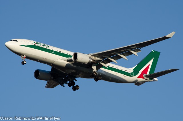 An Alitalia Airbus A330 Arriving into New York's JFK Airport