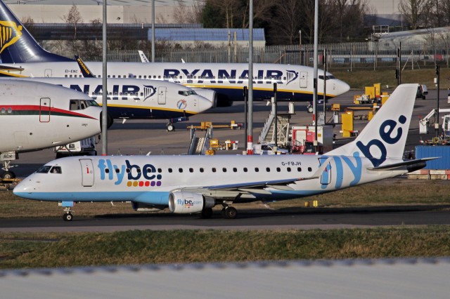 G-FBJH E-175 in the current livery at Birmingham, UK, 25-Feb-14