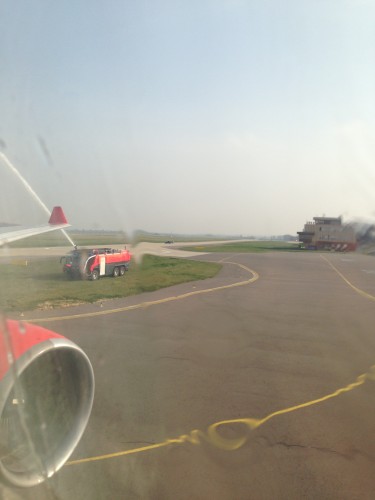 Water canon salute, a first for me from inside an aircraft Photo: Jacob Pfleger | AirlineReporter