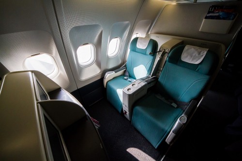 The mini first-class cabin on-board sold as business on the promotional flights and normally reserved for crew rest on the long haul flights to Seoul Photo: Jacob Pfleger | AirlineReporter