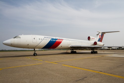 A nice catch on the ramp tour in Bratislava - Slovak Government Tu-154 Photo: Jacob Pfleger | AirlineReporter