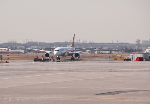 After talking to a few people and getting a rundown of things, flight HU7975 landed runway 23 and was seen taxing in the distance. At this time, everyone associated with Hainan starting getting quite excited and pulling their cameras and phones out