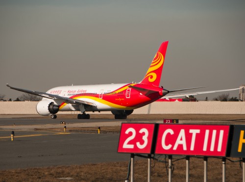 The Hainan 787 about to leave Toronto for the first time - Photo: Philip Debsky