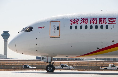 The 787 makes it way to the terminal. Photo: Philip Debski