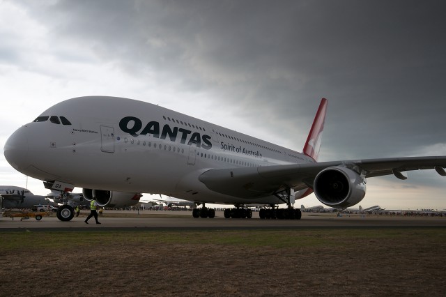 VH-OQA, a Qantas A380-841 on the ramp at Avalon Airport, Victoria five years ago. Photo - Bernie Leighton : AirlineReporter.com