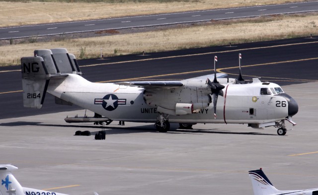 The ubiquitous C-2 that the  has become welcome sight on carrier decks. Photo: Paul Carter https://www.flickr.com/photos/planephotoman/3842118280/in/photolist-7NhiKj-7Nc2Ui-7NhisW-b797rx-7NhiSm-7NgybW-7S3Vju-7NdjrK-6RvRUC-arMQ9K-6QVgs6/