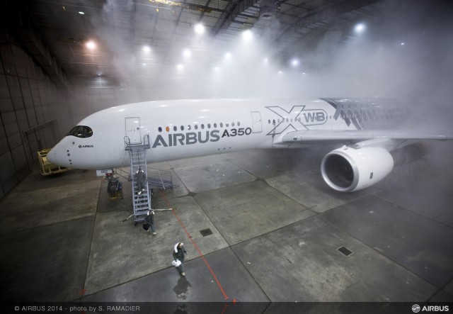 The Airbus A350 in the McKinley cold weather testing facility - Photo: Airbus