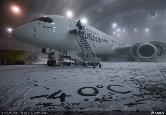 The Airbus A350 endures -40 deg C during cold testing - Photo: Airbus