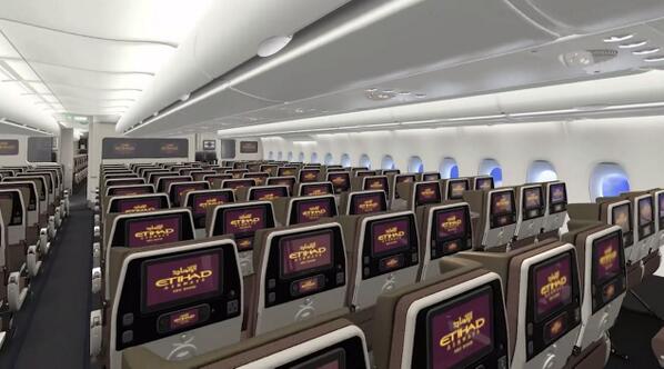 Etihad's new economy class features an innovative head rest and Smart Seat. Rendering- Etihad Airways