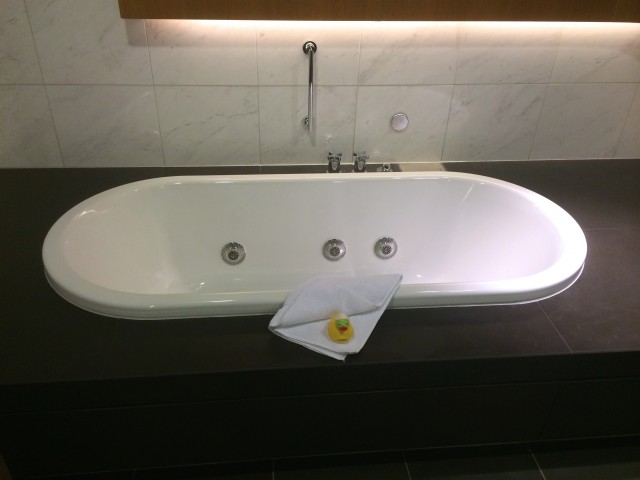 A First Class Terminal bath, replete with duck. Photo - Bernie Leighton | AirlineReporter.com 