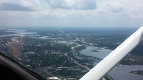 Flying over downtown St. Augustine.