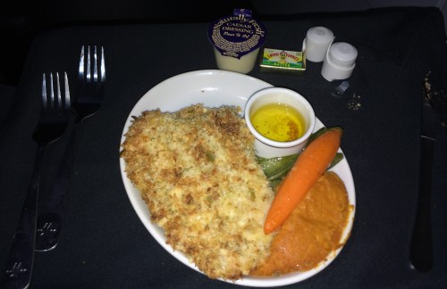 The main meal of the flight - Photo: Peter Williams