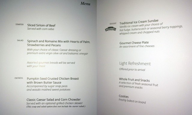 The business class menu on the A321T - Photo: 