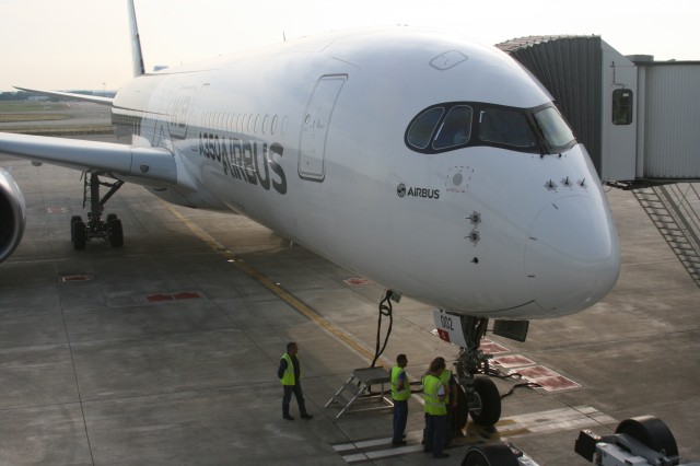 The Airbus A350 waiting to be boarded - Photo: Owen Zupp