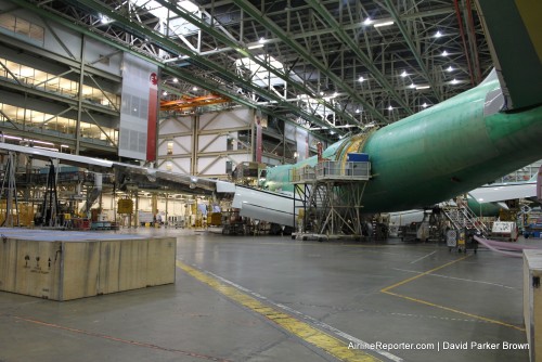 View of the 747 line from the factory floor