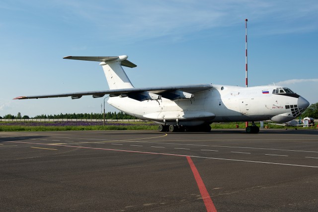 An engineless, Russian, IL-76 on the ramp at Mogilev. Photo - Bernie Leighton | AirlineReporter.com 