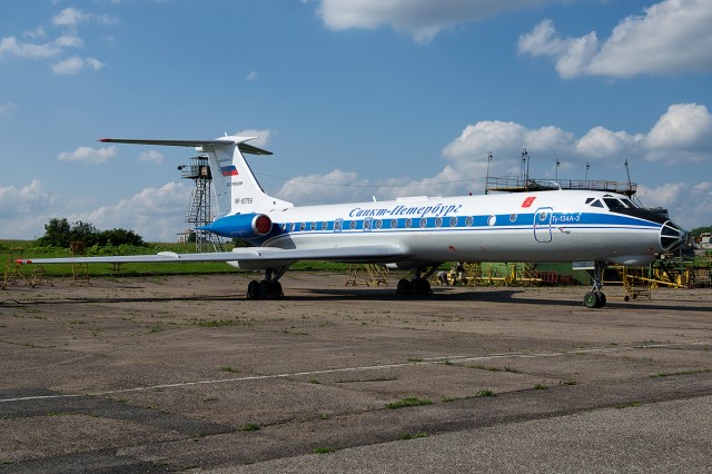 A VVS-Russia Tu-134A-3 on the ramp at Minsk's plant 407. Photo - Bernie Leighton | AirlineReporter.com