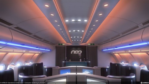 A potential business class cabin on the A330neo - Image: Airbus