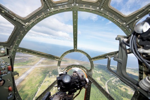 Flying in the nose of a B-29 - Photo: Bernie Leighton