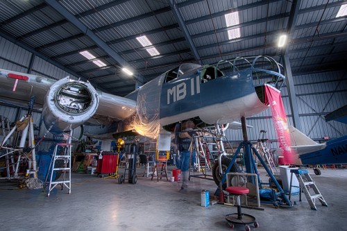 A NAA PBJ-1J under restoration = Photo: Kris Hull