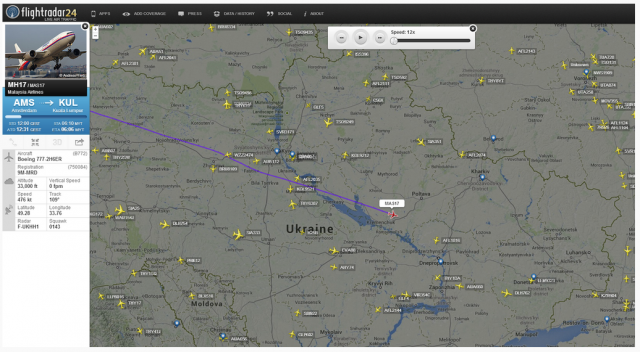 Plane's last known location, via @flightradar24