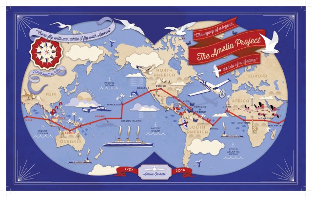 Amelia Rose Earhart's route map to Circumnavigate the Globe - Image: Amelia Rose Earhart