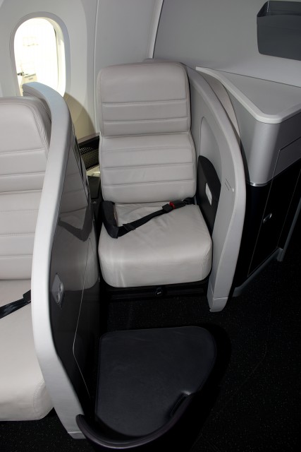The Business Premiere seat in its full, upright, position. Photo - Bernie Leighton | AirlineReporter